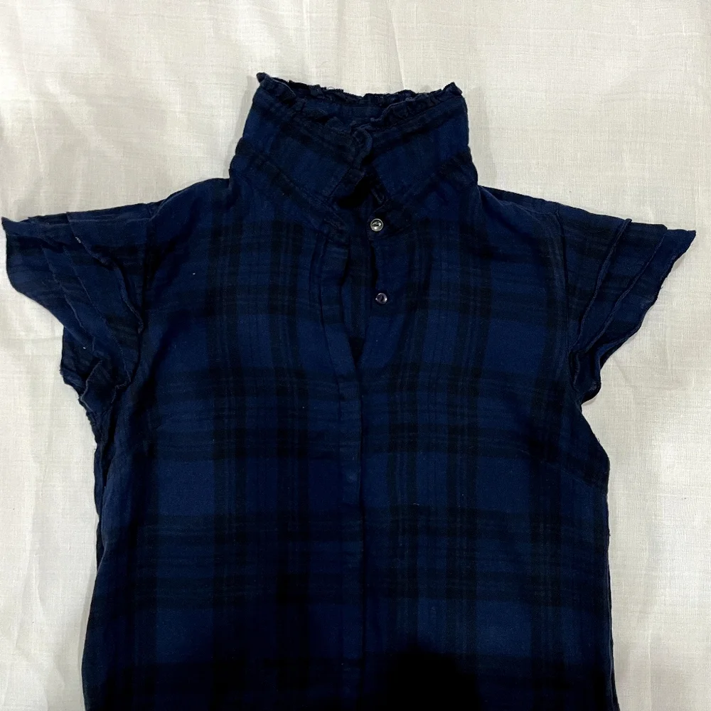 Navy blue Flutter sleeve Shirt - Picture 3 of 5